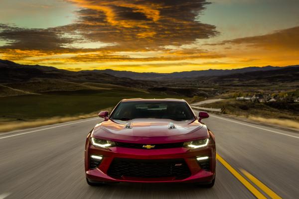 Chevrolet Camaro Europe Версия, Красный, Закат, HD, 2K