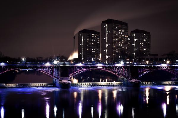 Глазго, Шотландия, Отель, Мост, Море, Озеро, Океан, Вода, Свет, Ночь, Небо, Путешествия, Отпуск, Бронирование, HD, 2K, 4K