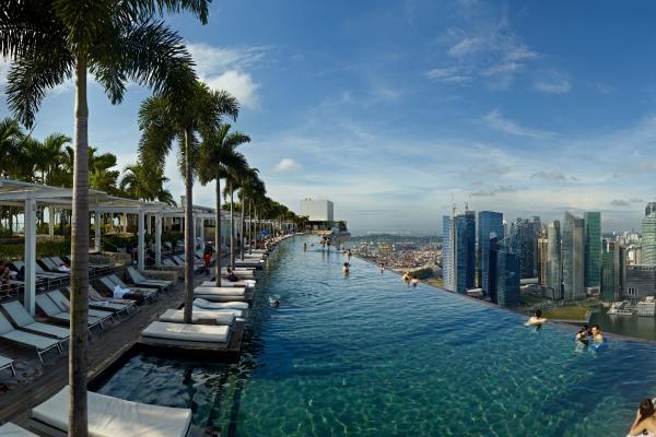 Marina Bay Sands, Пейзажный Бассейн, Бассейн, Отель, Путешествия, Бронирование, Казино, Сингапур, HD, 2K, 4K, 5K, 8K