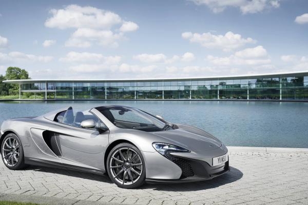 Mclaren 650S Spider, Суперкар, Mclaren, Роскошные Автомобили, Спорткар, Скорость, Тест-Драйв, Серебро, Море, Детройтский Автосалон 2015. Naias, HD, 2K, 4K, 5K