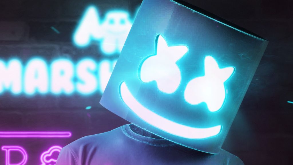 Dj Marshmello, Диджей, Неон, HD, 2K, 4K