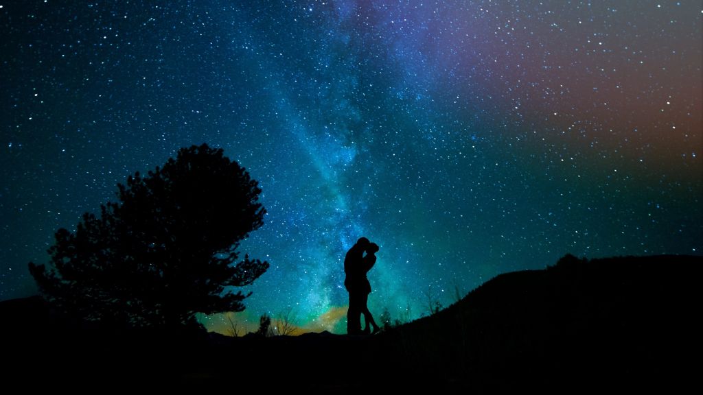 Love Image, Kiss, Night, Sky, Stars, Любовный Образ, Поцелуй, Ночь, Небо, Звезды, Love Image, Kiss, Night, Sky, Stars, HD, 2K, 4K