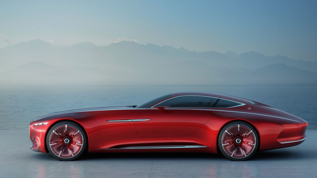 Vision Mercedes Maybach 6, Электромобили, Роскошные Автомобили, Красный, HD, 2K, 4K