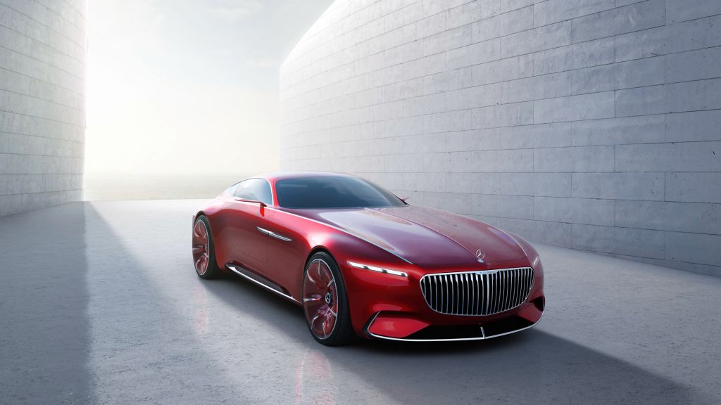 Vision Mercedes Maybach 6, Электромобили, Роскошные Автомобили, Красный, HD, 2K, 4K